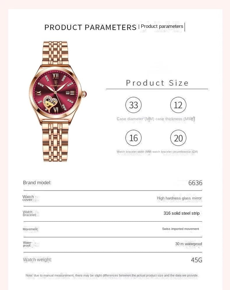 Picture of Poedagar 320 Women Watches Luxury Brand Rose Gold Ladies Wrist Watches Stainless Steel Waterproof Quarzt Wristwatch Reloj Mujer 2025-Red