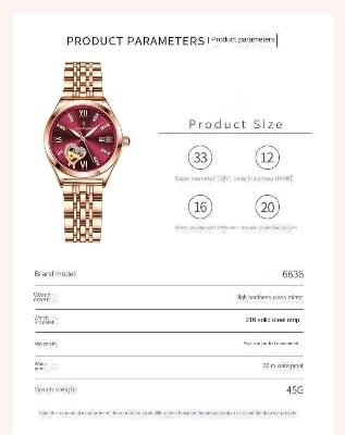 Picture of Poedagar 320 Women Watches Luxury Brand Rose Gold Ladies Wrist Watches Stainless Steel Waterproof Quarzt Wristwatch Reloj Mujer 2025-Red
