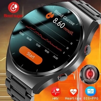Picture of 2026 New Noninvasive Blood Gloucose ECG+PPG Smart Watch Men Heart Rate Blood Oxygen Health Smartwatch IP67 Waterproof Sport Watch-Black