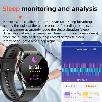 Picture of 2026 New Noninvasive Blood Gloucose ECG+PPG Smart Watch Men Heart Rate Blood Oxygen Health Smartwatch IP67 Waterproof Sport Watch-Black