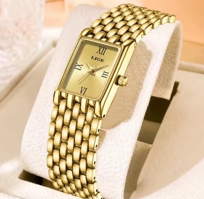 Picture of LIGE LG89156 Women’s Rectangular Quartz Watch – Timeless Elegance, Modern Simplicity with box-Gold