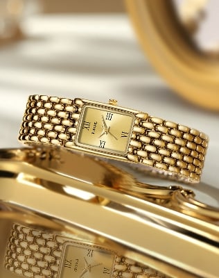 Picture of LIGE LG89156 Women’s Rectangular Quartz Watch – Timeless Elegance, Modern Simplicity with box-Gold