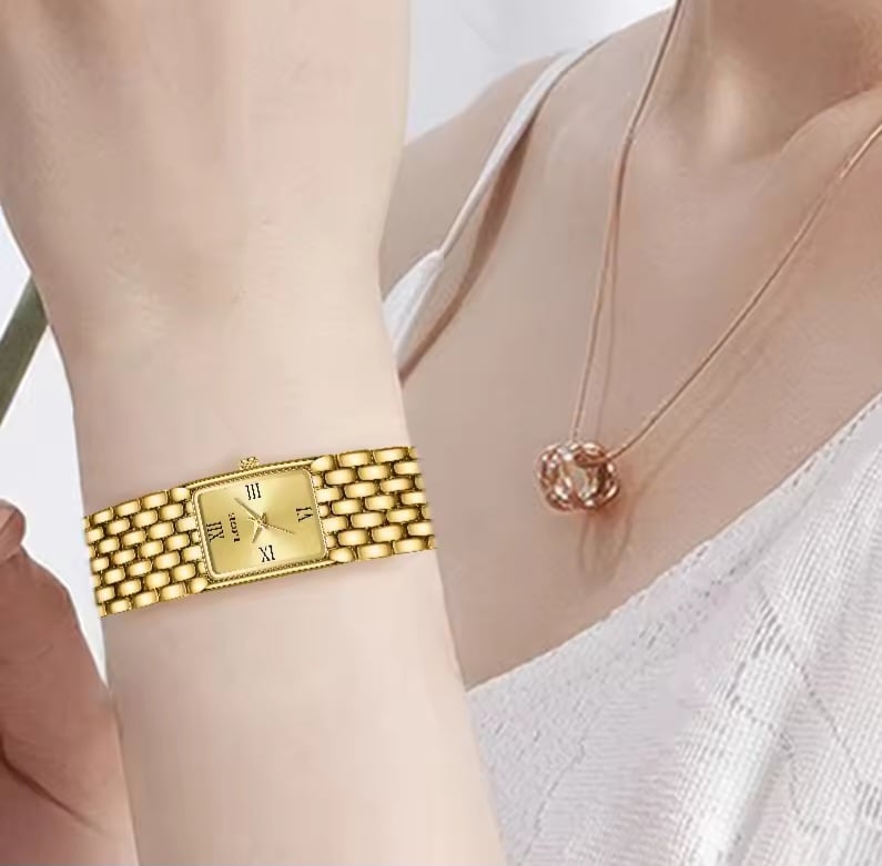 Picture of LIGE LG89156 Women’s Rectangular Quartz Watch – Timeless Elegance, Modern Simplicity with box-Gold