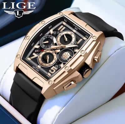 Picture of LIGE 89110A Men's Watches Sports Silicone Watch Men Luminous Chronograph Waterproof Watch for Men Male Clock Relogios Masculino+Box-Black