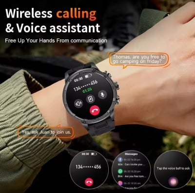 Picture of LIGE 2025  BWV99 Smart watch men 710mAh Battery sports Fitness Man Watch Bluetooth Call Blood Oxygen Monitor Smartwatch For Android ios With extra Silicon strap-Black