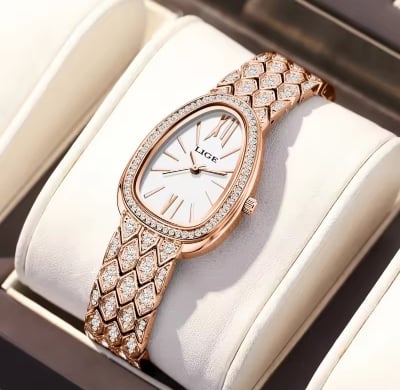 Picture of LIGE 89275 Top Brand Luxury Women Watches Rose Golden Ladies Watch Women Bracelet Watch Female Clock Relogio Feminino Ladies Watch for gift with Box-Rose Gold