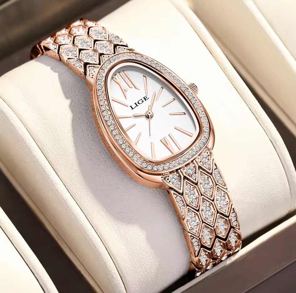 Picture of LIGE 89275 Top Brand Luxury Women Watches Rose Golden Ladies Watch Women Bracelet Watch Female Clock Relogio Feminino Ladies Watch for gift with Box-Rose Gold