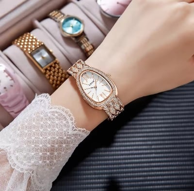 Picture of LIGE 89275 Top Brand Luxury Women Watches Rose Golden Ladies Watch Women Bracelet Watch Female Clock Relogio Feminino Ladies Watch for gift with Box-Rose Gold