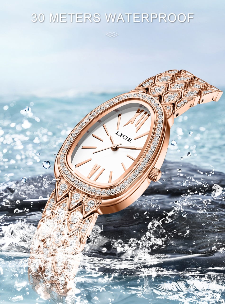 Picture of LIGE 89275 Top Brand Luxury Women Watches Rose Golden Ladies Watch Women Bracelet Watch Female Clock Relogio Feminino Ladies Watch for gift with Box-Rose Gold