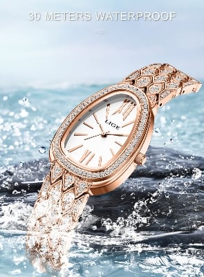Picture of LIGE 89275 Top Brand Luxury Women Watches Rose Golden Ladies Watch Women Bracelet Watch Female Clock Relogio Feminino Ladies Watch for gift with Box-Rose Gold