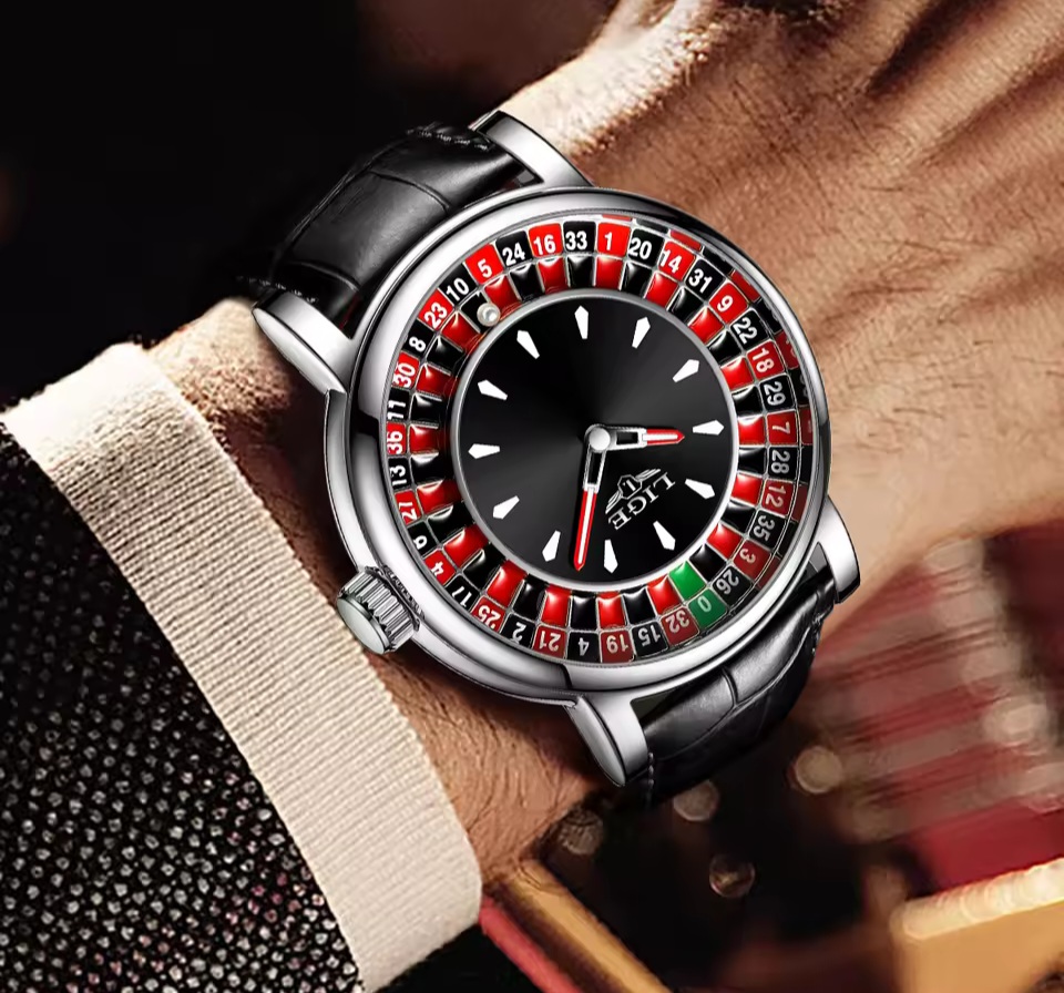 Picture of LIGE 2025 LG89161 Creative Luxury Watches men Roulette Game Dial Fashion Mens Watch Waterproof Luminous Quartz Wristwatches Reloj Hombre-Black