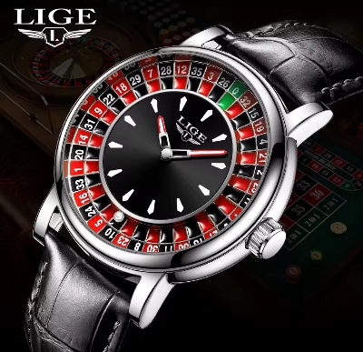 Picture of LIGE 2025 LG89161 Creative Luxury Watches men Roulette Game Dial Fashion Mens Watch Waterproof Luminous Quartz Wristwatches Reloj Hombre-Black