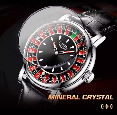 Picture of LIGE 2025 LG89161 Creative Luxury Watches men Roulette Game Dial Fashion Mens Watch Waterproof Luminous Quartz Wristwatches Reloj Hombre-Black