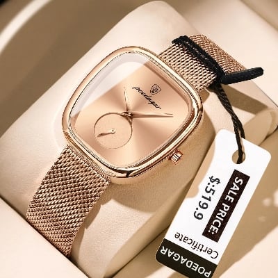 Picture of poedagar 783 Luxury Rose Gold Ladies Watch – Elegant Square Dial Stainless Steel Fashion Wrist Watch for Women's best Gifts with box-Rose Gold