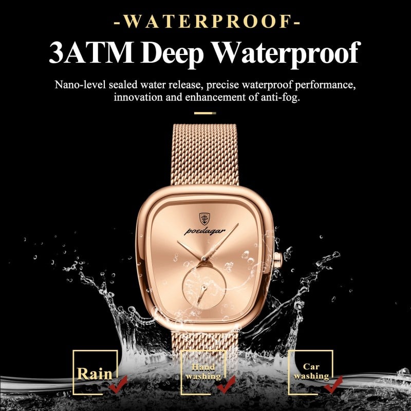 Picture of poedagar 783 Luxury Rose Gold Ladies Watch – Elegant Square Dial Stainless Steel Fashion Wrist Watch for Women's best Gifts with box-Rose Gold