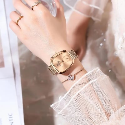Picture of poedagar 783 Luxury Rose Gold Ladies Watch – Elegant Square Dial Stainless Steel Fashion Wrist Watch for Women's best Gifts with box-Rose Gold