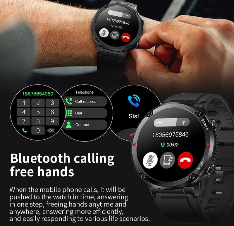Picture of LIGE 2025 Carbon One  Smart Watch Men 1.6 Inch IPS Display Long Standby Sports Watches HD Voice Call Waterproof Smartwatch For Android IOS-Black