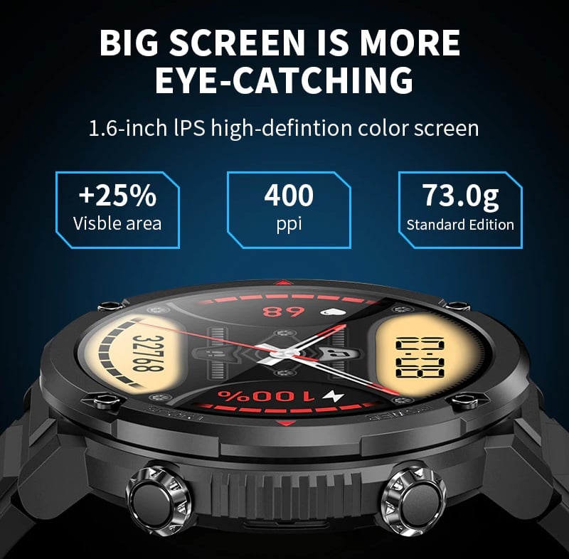 Picture of LIGE 2025 Carbon One  Smart Watch Men 1.6 Inch IPS Display Long Standby Sports Watches HD Voice Call Waterproof Smartwatch For Android IOS-Black