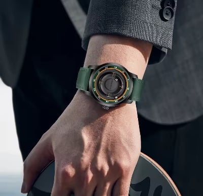 Picture of FOXBOX Watches for Men Stainless Casual Sports Fashion Leather Quartz Wristwatch Magnetic Beads Waterproof Male Clocks Man Watch-Green