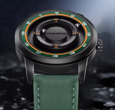 Picture of FOXBOX Watches for Men Stainless Casual Sports Fashion Leather Quartz Wristwatch Magnetic Beads Waterproof Male Clocks Man Watch-Green