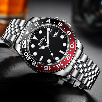 Picture of BIDEN Men's Watch Multi functional Quartz Watch Solid
Steel Strap Six Pin Multi functional Waterproof Calendar
Men's Clock-Black silver