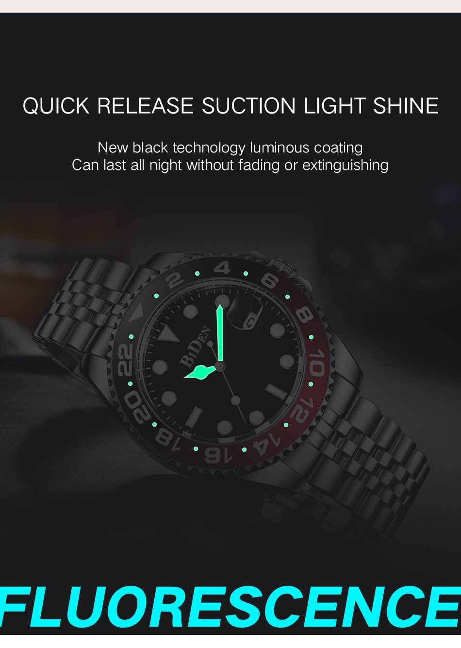 Picture of BIDEN Men's Watch Multi functional Quartz Watch Solid
Steel Strap Six Pin Multi functional Waterproof Calendar
Men's Clock-Black silver