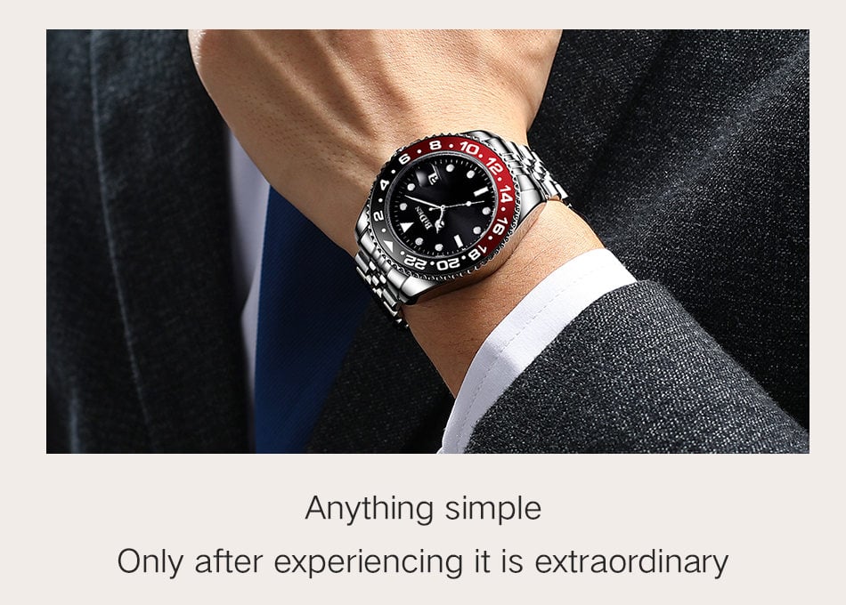 Picture of BIDEN Men's Watch Multi functional Quartz Watch Solid
Steel Strap Six Pin Multi functional Waterproof Calendar
Men's Clock-Black silver