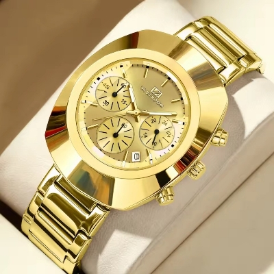 Picture of VA VA VOOM Luxury Brand Stainless Steel Strap Six Needle Waterproof Watch-Gold