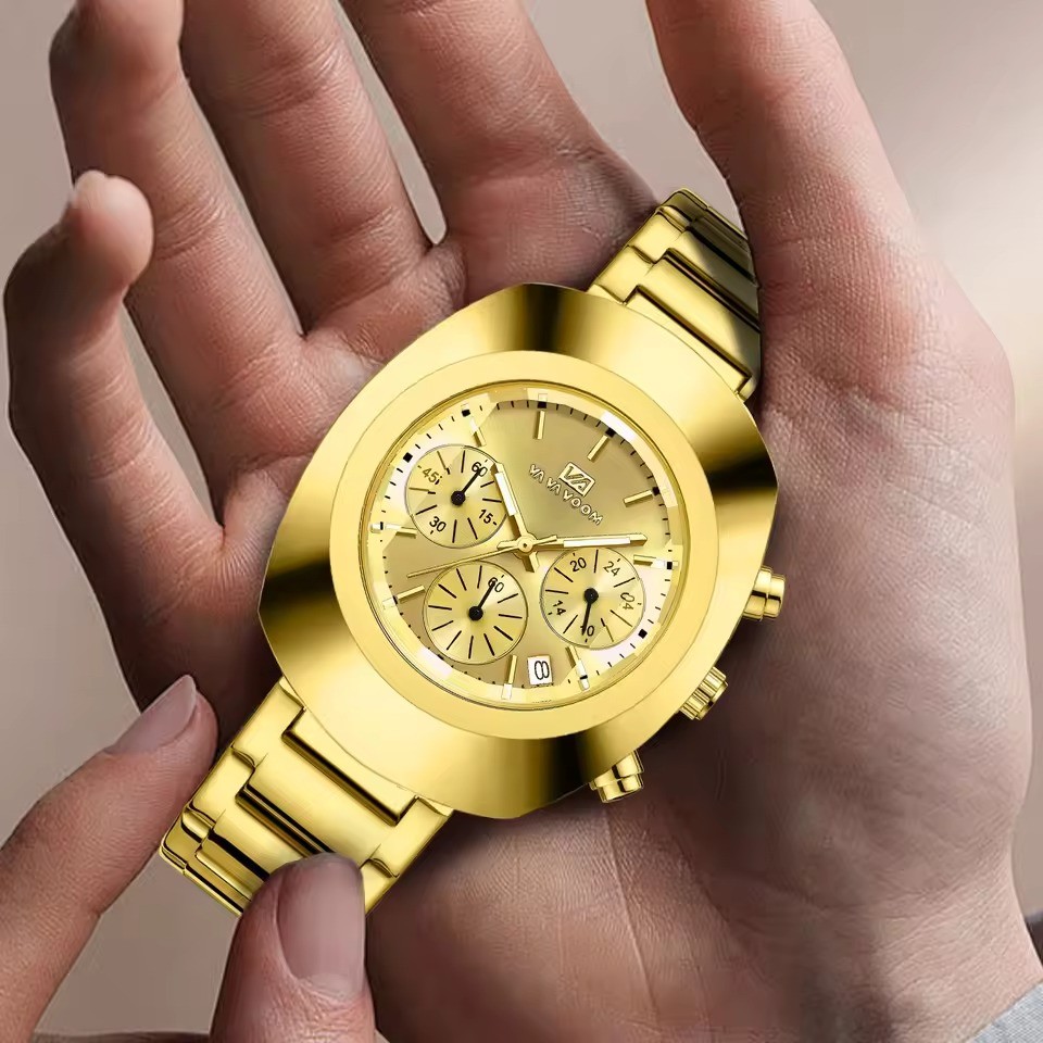 Picture of VA VA VOOM Luxury Brand Stainless Steel Strap Six Needle Waterproof Watch-Gold