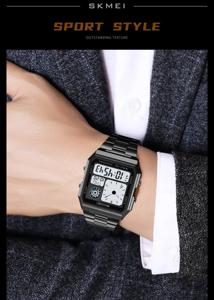 Picture of SKMEI 2353 World Digital Electronic Watch For Men Women Waterproof Outdoor Sport Stainless Steel Strip Wristwatches Reloj Hombre