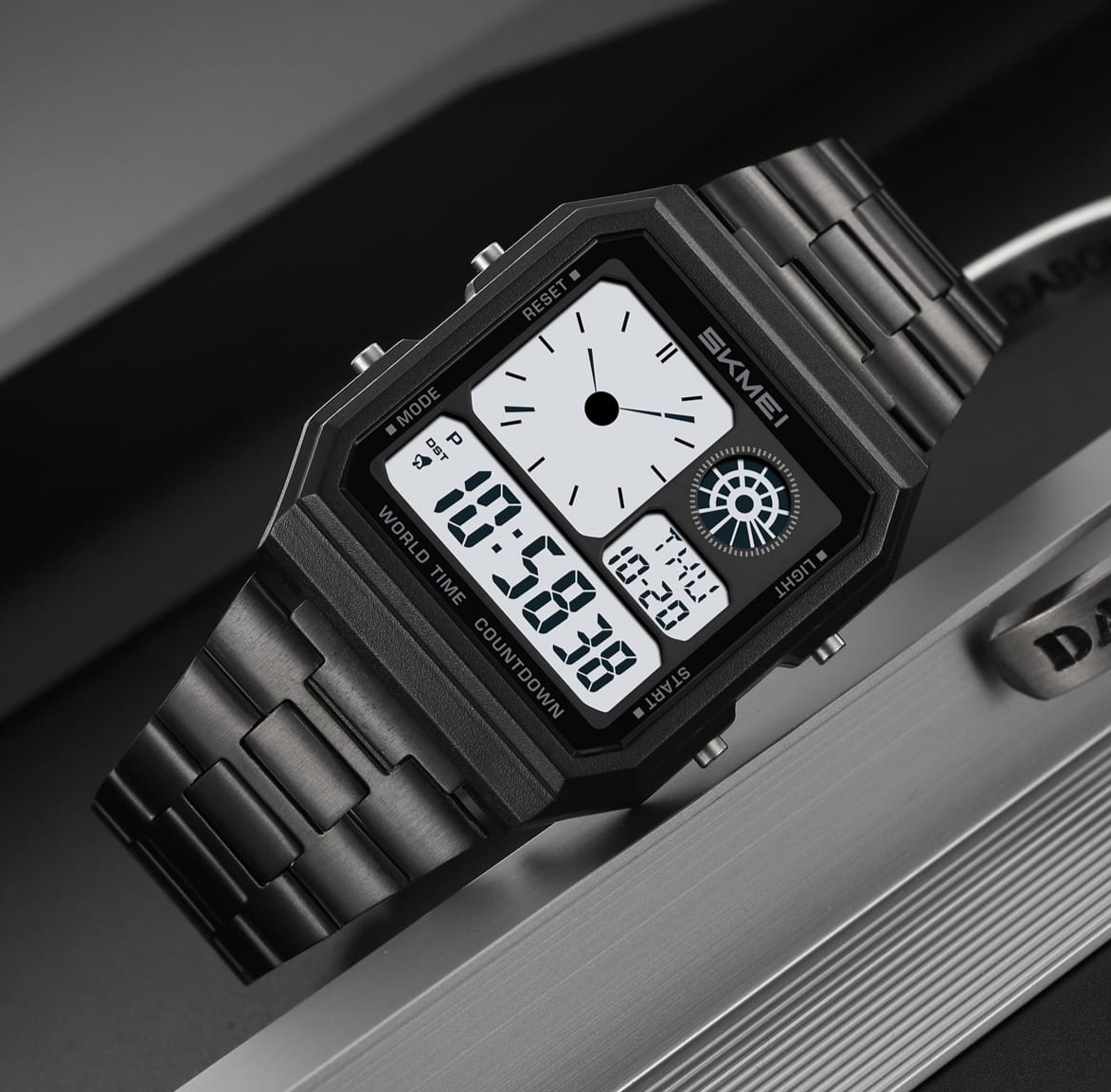Picture of SKMEI 2353 World Digital Electronic Watch For Men Women Waterproof Outdoor Sport Stainless Steel Strip Wristwatches Reloj Hombre