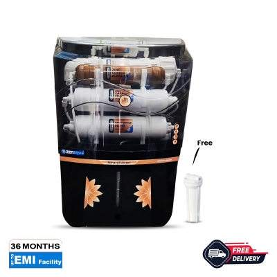Picture of Zen Aqua Smart(Black) Water Purifier,RO+UV+UF+Zinc+Copper+Alkaline,9-Stage.Capacity-100.GPD:12 Litre