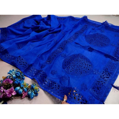 Picture of Fashionable Half Silk CutWork Sharee for Women