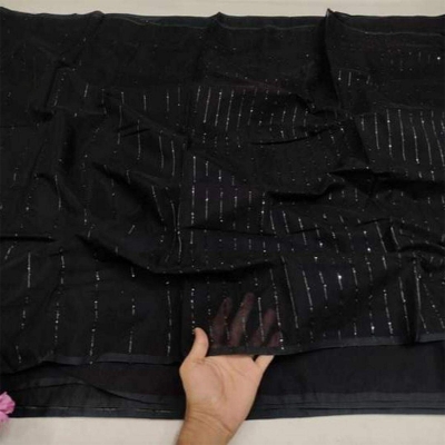 Picture of Treandy Collection Black Colour Halfsilk 12 Hand Chumki Saree For Woman - Sari - Sari By Nrisimha Sarees