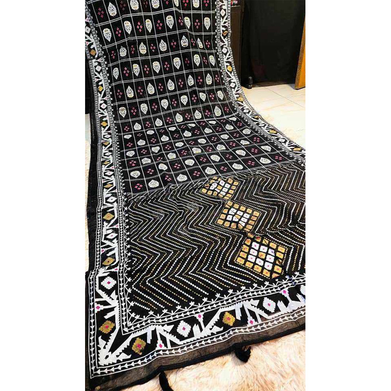 Picture of Afsan Print Exclusive Cotton Saree for Women-Black