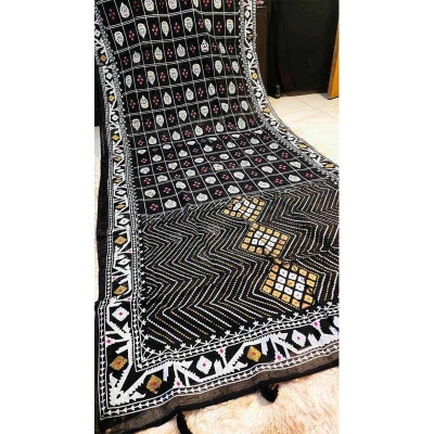 Picture of Afsan Print Exclusive Cotton Saree for Women-Black