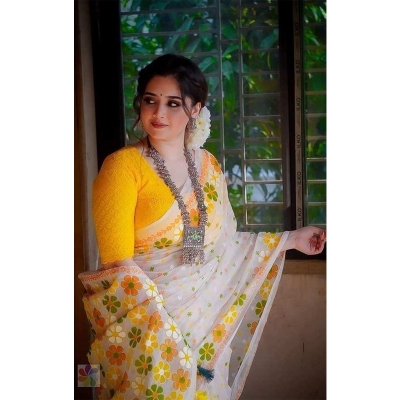 Picture of Most Popular Soft Pure Afsan Print Saree For Women.Best Stylish Saree Comfortable Wear -Regular Use Saree-Any Occasion Saree Colour Garanty-All Over Work By Suta-White
