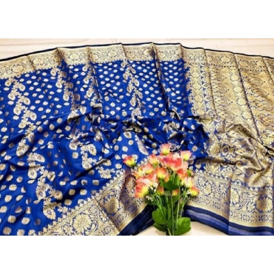 Picture of Fashionable Trendy Tangail Tat Soft Silk Katan Saree for Women-Blue