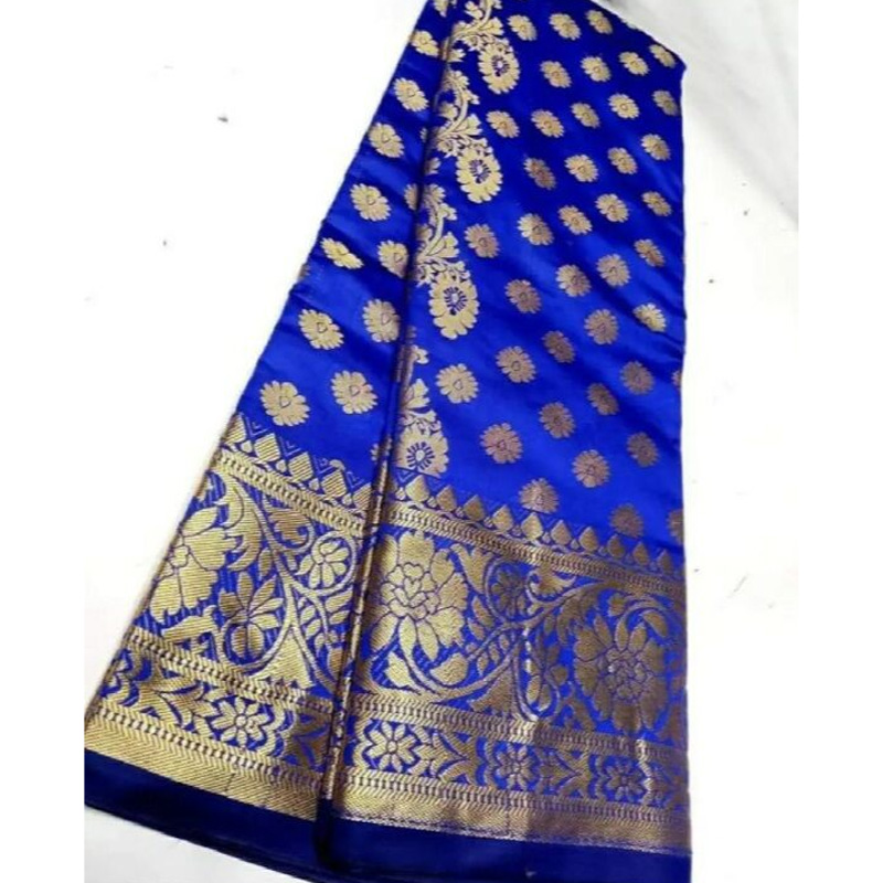 Picture of Fashionable Trendy Tangail Tat Soft Silk Katan Saree for Women-Blue