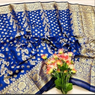 Picture of Fashionable Trendy Tangail Tat Soft Silk Katan Saree for Women-Blue