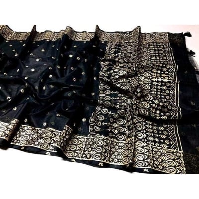 Picture of Afsan Print Exclusive Cotton Saree for Women-Black