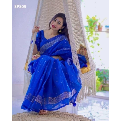 Picture of Afsan Print Exclusive Cotton Saree for Women-Blue