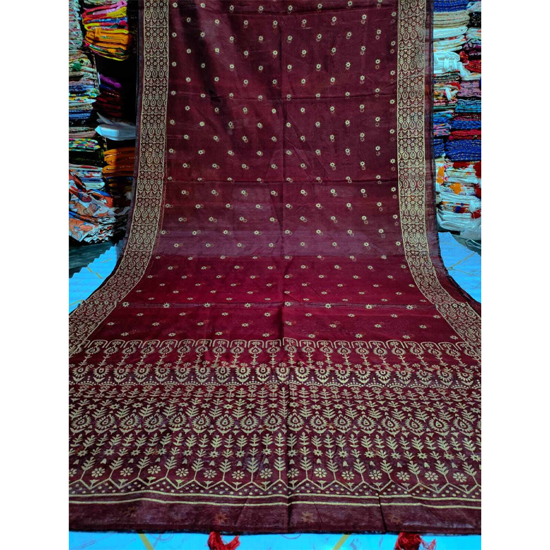 Picture of Afsan Print Exclusive Cotton Saree for Women-Maroon
