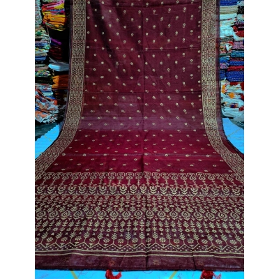 Picture of Afsan Print Exclusive Cotton Saree for Women-Maroon