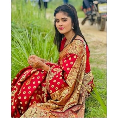 Picture of Fashionable Trendy Tangail Tat Soft Silk Katan Saree for Women-Red