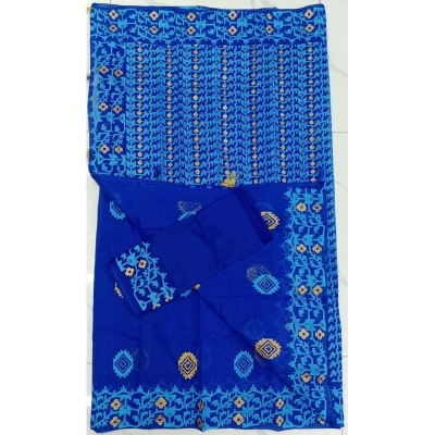 Picture of Screen Print Comfortable Half Silk Saree For Women - Partywear - Suitable for Every Season-Blue