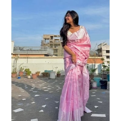 Picture of Elevate Your Look with Unique Trendy and Fashionable Design Soft Silk Katan Saree-Pink