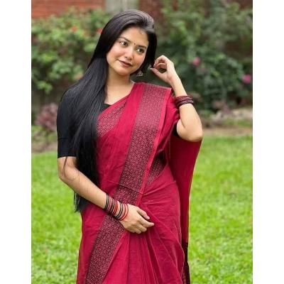 Picture of Elegant & Stylish Design Red Halfsilk Saree For Women - Graceful Attire for Special Moments-Maroon