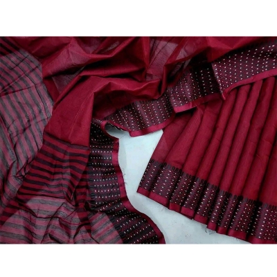 Picture of Elegant & Stylish Design Red Halfsilk Saree For Women - Graceful Attire for Special Moments-Maroon