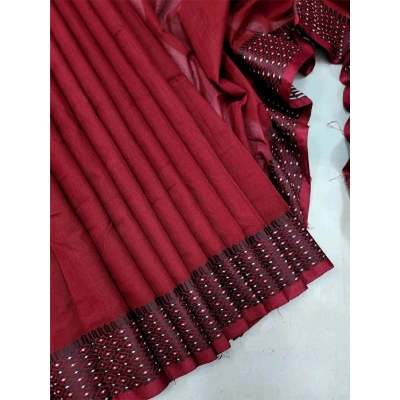 Picture of Elegant & Stylish Design Red Halfsilk Saree For Women - Graceful Attire for Special Moments-Maroon